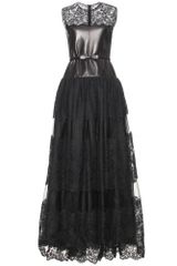 Valentino Leather and Lace Floorlength Gown