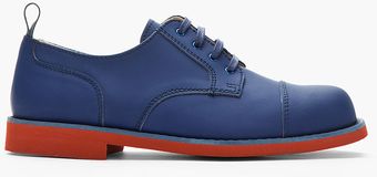 Carven Blue Matte Leather Derby Lace Up Shoes - Lyst
