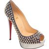 Christian Louboutin Lady Peep Spikes in Silver - Lyst