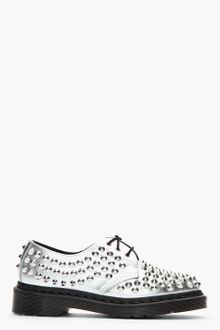 Dr. Martens Metallic Silver Studded 3eye Harlen Shoes - Lyst