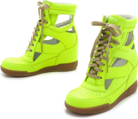 marc cutout wedge jacobs neon sneakers yellow