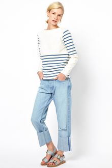 MiH Jeans Mih Phoebe Deep Turn Up Boyfriend Jeans with Distressing - Lyst