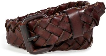Ralph Lauren Dark Brown Burnished Leather Braided Belt - Lyst