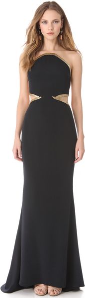 Reem Acra Beaded Silk Gown - Lyst
