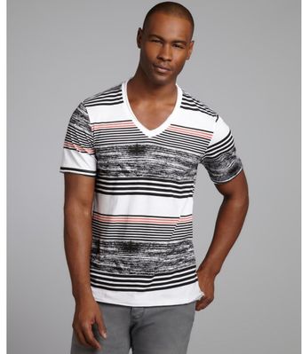 Second Sunday Black and Red Striped Cotton V-neck T-shirt - Lyst