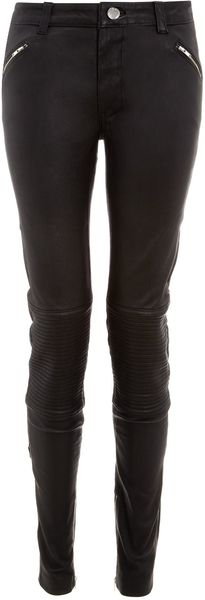 Blk Dnm Leather Ribbed Knee Trousers 1 - Lyst