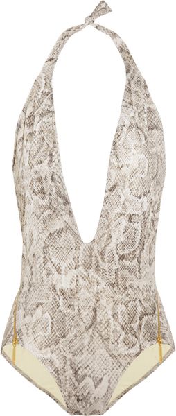 Melissa Odabash Bermuda Plungefront Pythonprint Swimsuit - Lyst