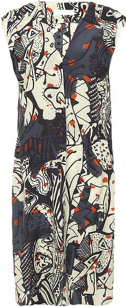 Nicole Farhi Landmark Print Silk Shirt Dress - Lyst