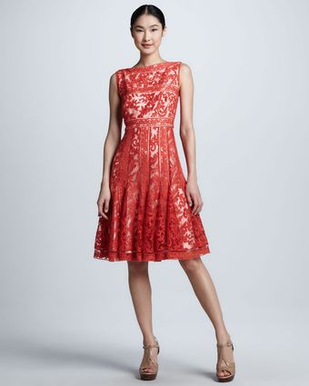 Tadashi Shoji Fitandflare Lace Cocktail Dress - Lyst