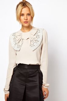 ASOS Collection Asos Blouse with Oversized Embroidered Bow - Lyst