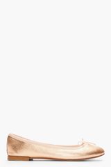 Repetto Metallic Rosegold Leather Cendrillon Flats