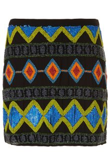 Topshop Premium Aztec Beaded Skirt - Lyst