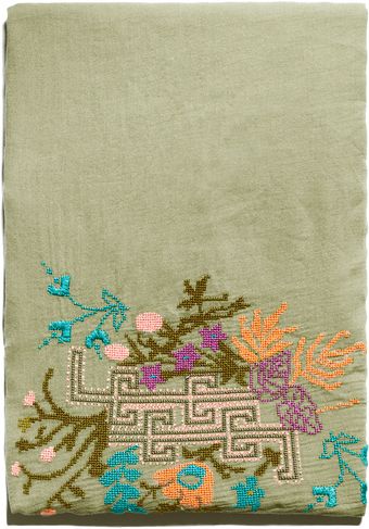 Zara Cross Stitch Embroidered Dyed Scarf - Lyst