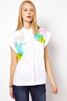 ASOS Collection Sleeveless Shirt with Brushstroke Placement Print - Lyst