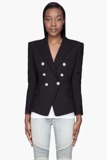 Balmain Black Silver-buttoned Double-breasted Blazer - Lyst