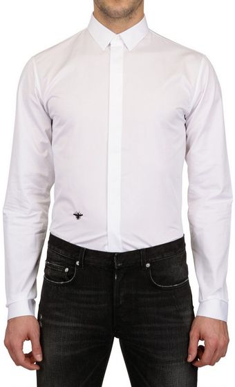 Dior Homme Bee Embroidered Cotton Poplin Shirt - Lyst