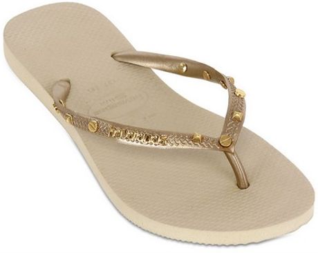 Havaianas Gold Studded Flip Flops in Gold (beige/gold) | Lyst