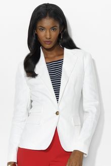 Lauren by Ralph Lauren Single Button Linen Jacket - Lyst