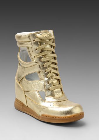 Marc By Marc Jacobs Metallic Cut Out Wedge Sneaker in Gold - Lyst