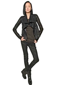 Rick Owens Stretch Waxed Denim and Leather Jacket - Lyst