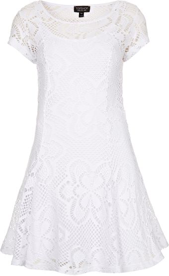 Topshop Crochet Floral Flippy Tunic - Lyst