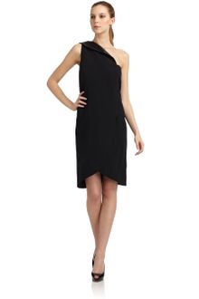 Giorgio Armani Silk Satin Trim One-shoulder Cocktail Dress - Lyst