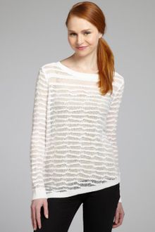 Inhabit White Linen Blend Open Knit Sweater - Lyst