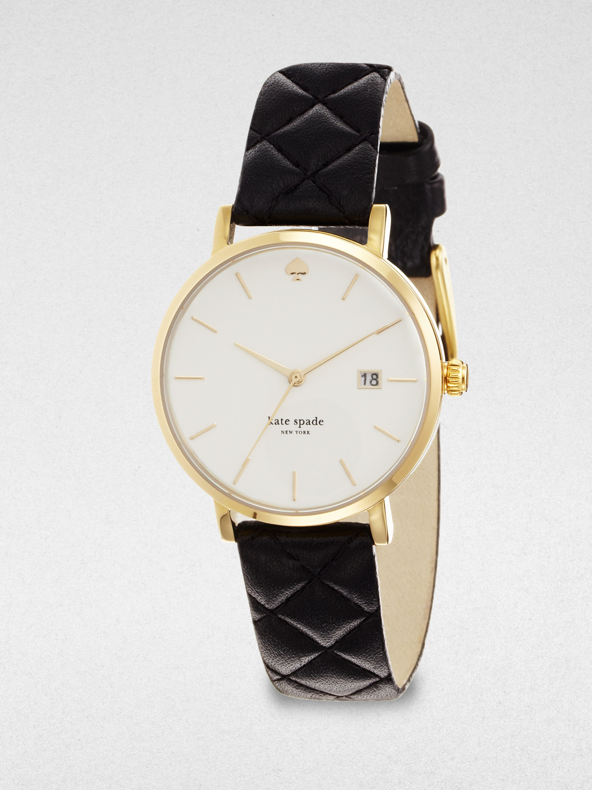 Kate Spade Metro TwoTone Stainless Steel & Quilted Leather Strap Watch