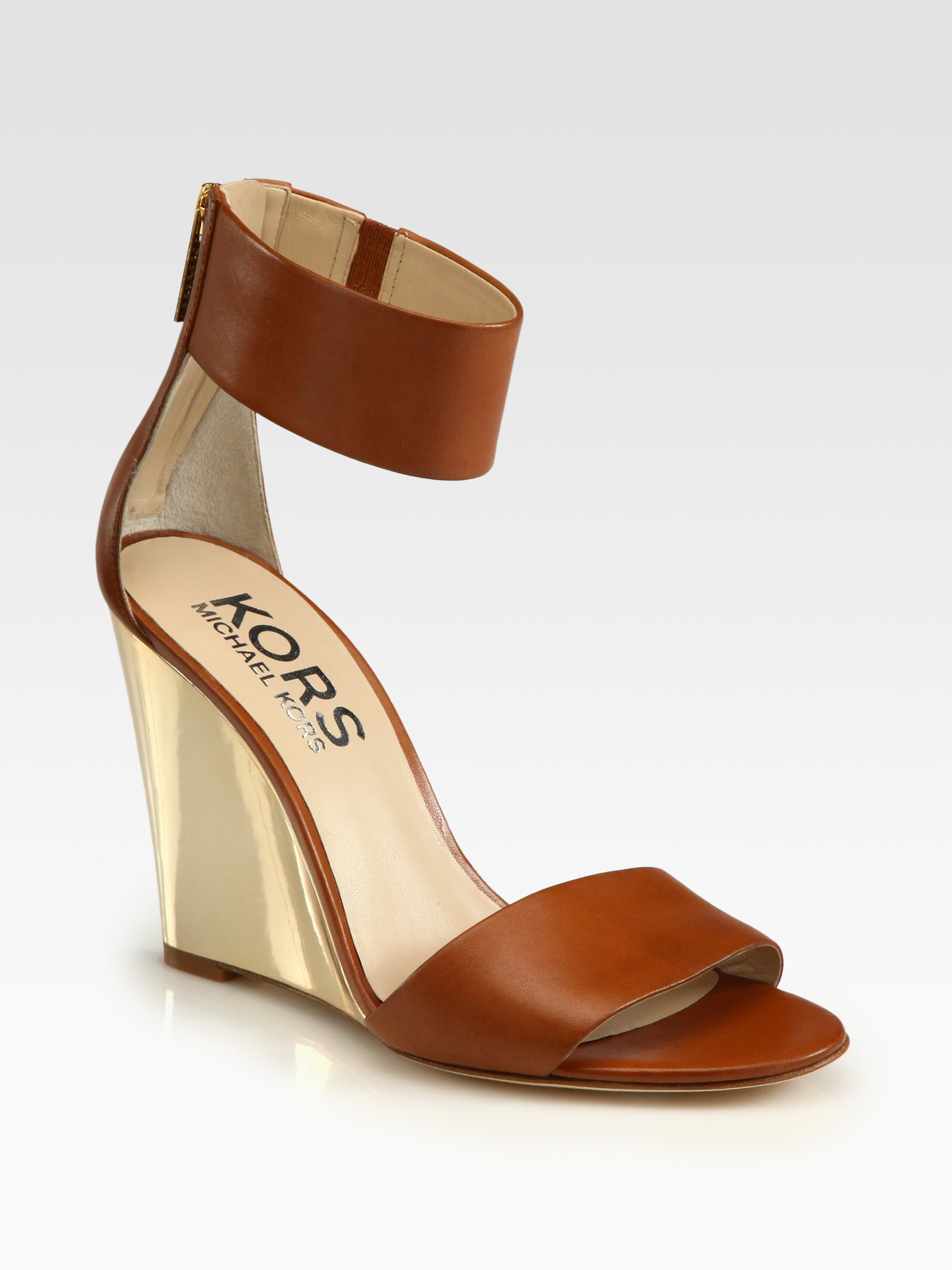 michael kors tan wedge sandals