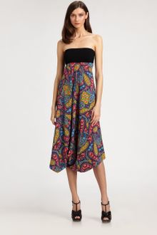 Nicole Miller Strapless Stretch Silk Dress - Lyst