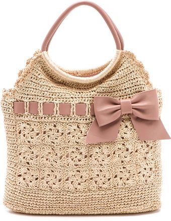 RED Valentino Crochet Raffia Top Handle Bag - Lyst