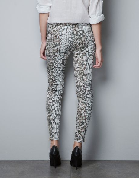 snake print jeans zara