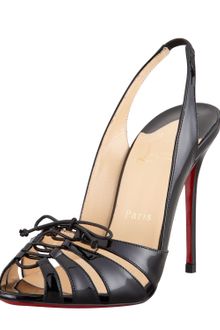 Christian Louboutin Etica Patent Leatherpvc Slingback Red Sole Sandal - Lyst