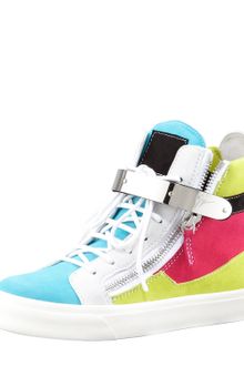 Giuseppe Zanotti Hightop Buckled Colorblock Sneakers - Lyst
