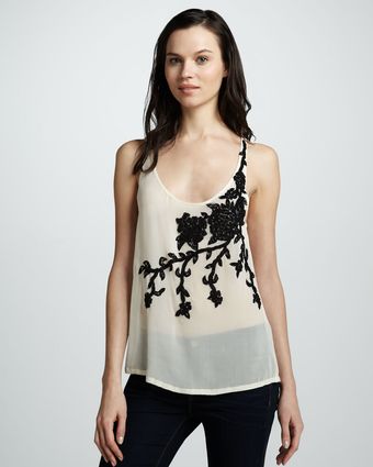 Haute Hippie Floral-Embroidered Sheer Tank - Lyst