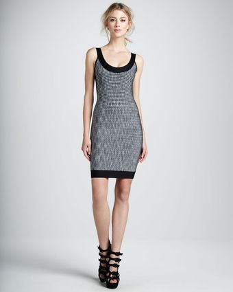 Hervé Léger Printed Scoopneck Bandage Dress - Lyst