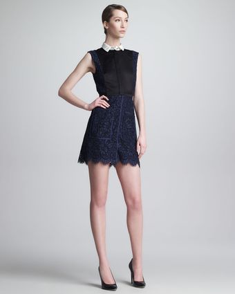 Jason Wu Lace Combo Illusion Shirtdress Navyblack - Lyst