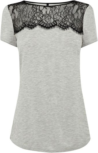 Karen Millen Lace Insert T-Shirt - Lyst