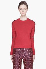 Kenzo Red Leopard Print Accented Sweater