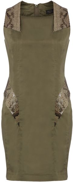 Label Lab Leather Insert Fitted Dress - Lyst