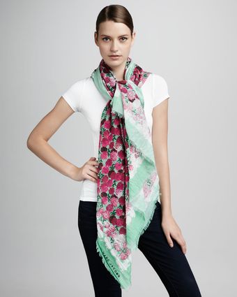 Marc Jacobs Floralprint Scarf Mint - Lyst