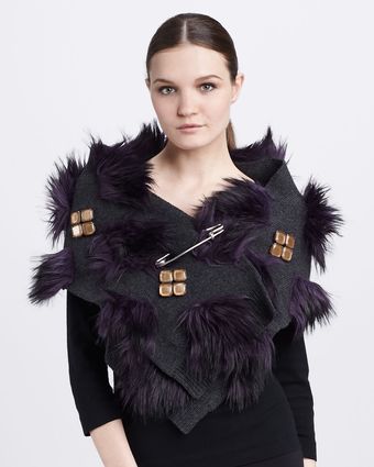 Marc Jacobs Safetypinned Fauxfur Scarf Purple - Lyst