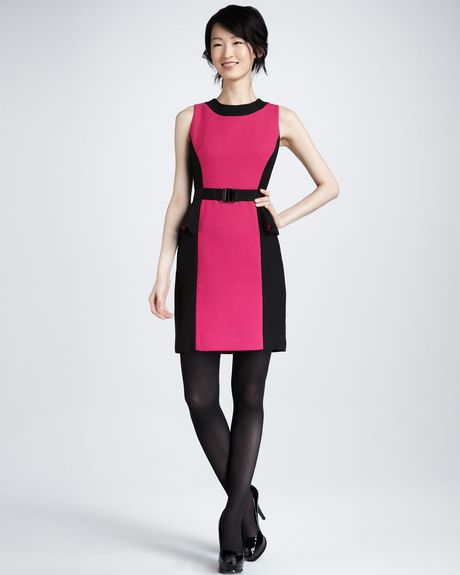 Milly Olivia Belted Dress Fuchsia in Pink (fuchsia) - Lyst