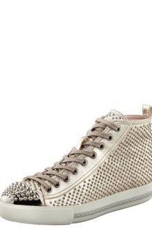 Miu Miu Studded Hightop Sneaker - Lyst