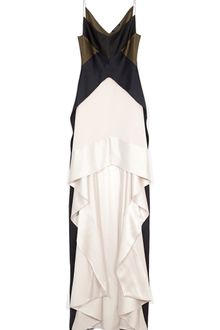 Narciso Rodriguez Pearl and Black Heavy Silk Charmeuse Dress - Lyst