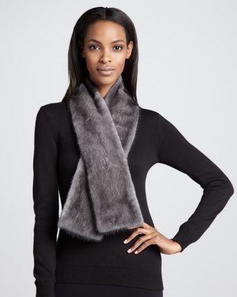Pologeorgis Mink Fur Scarf Gray - Lyst