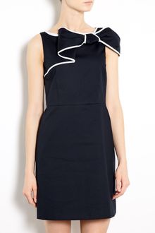 RED Valentino Contrast Trim Bow Neck Cotton Shift Dress - Lyst