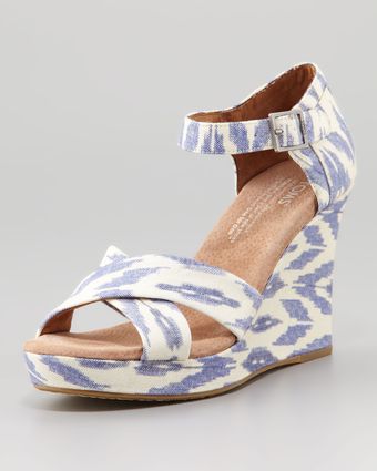 Toms Printed Hemp Strappy Wedge Sandal - Lyst