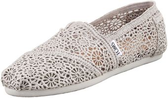 Toms Crochet Slipon Silver - Lyst
