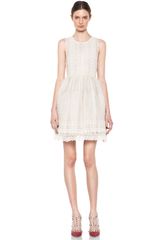Valentino Chomomile Embroidered Organza Dress in Ivory